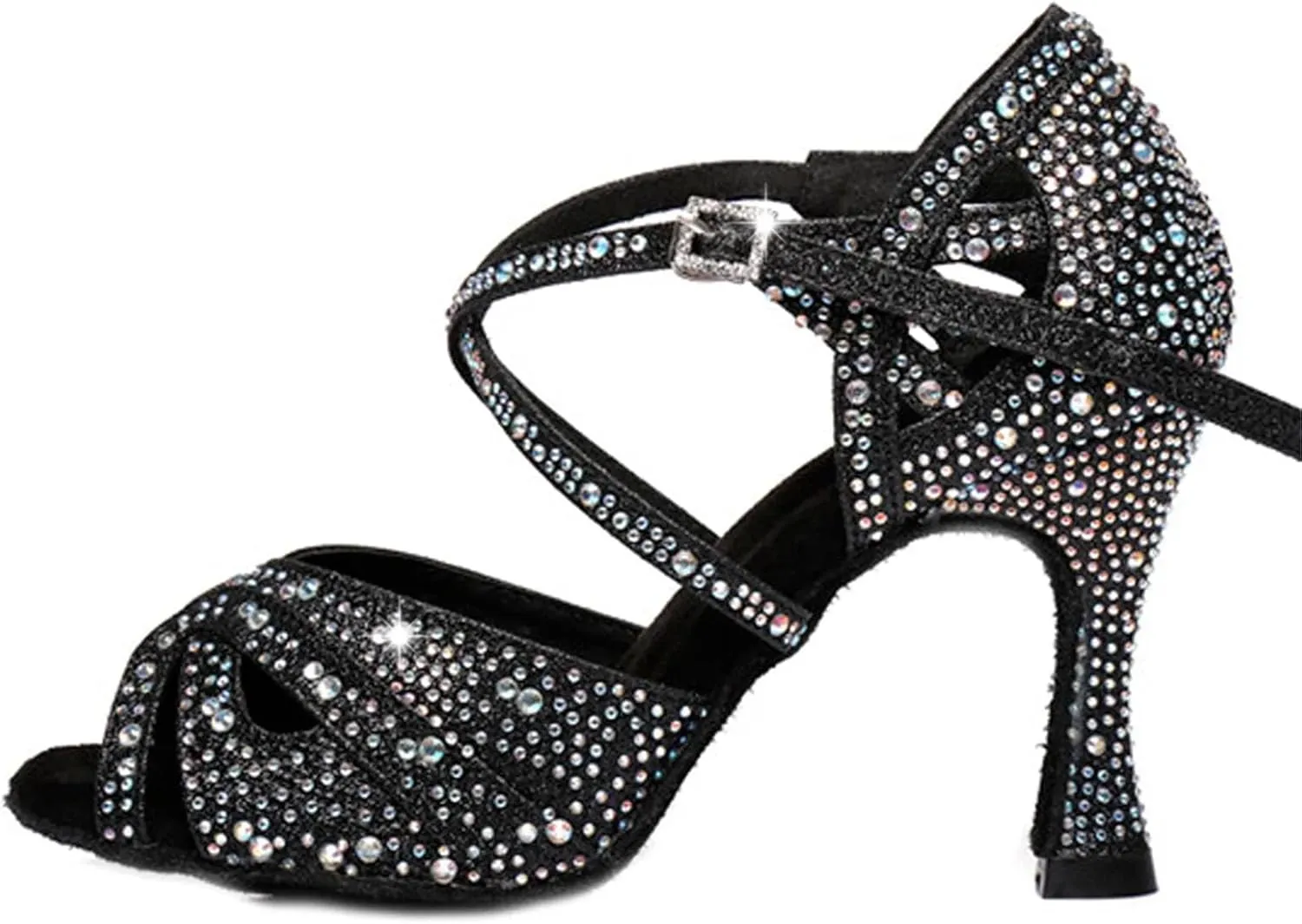 Rhinestone Wedding Sandals - Soft Sole Ballroom Heels for Latin Dance (9CM/3.54")