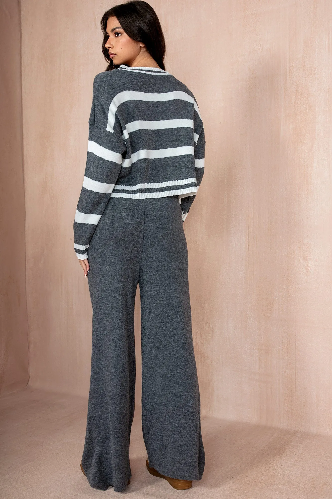 Samantha Grey Knit Striped Co Ord