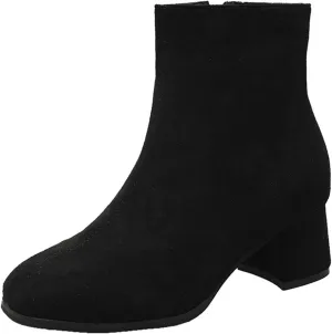 Shoes for Woman Large Size Fringe Back Zipper Short Boots Anti Slip Chunky Heel Snow Boots Classic Outdoor Boots