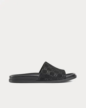 Slide Strap GG Suede Black Sandals