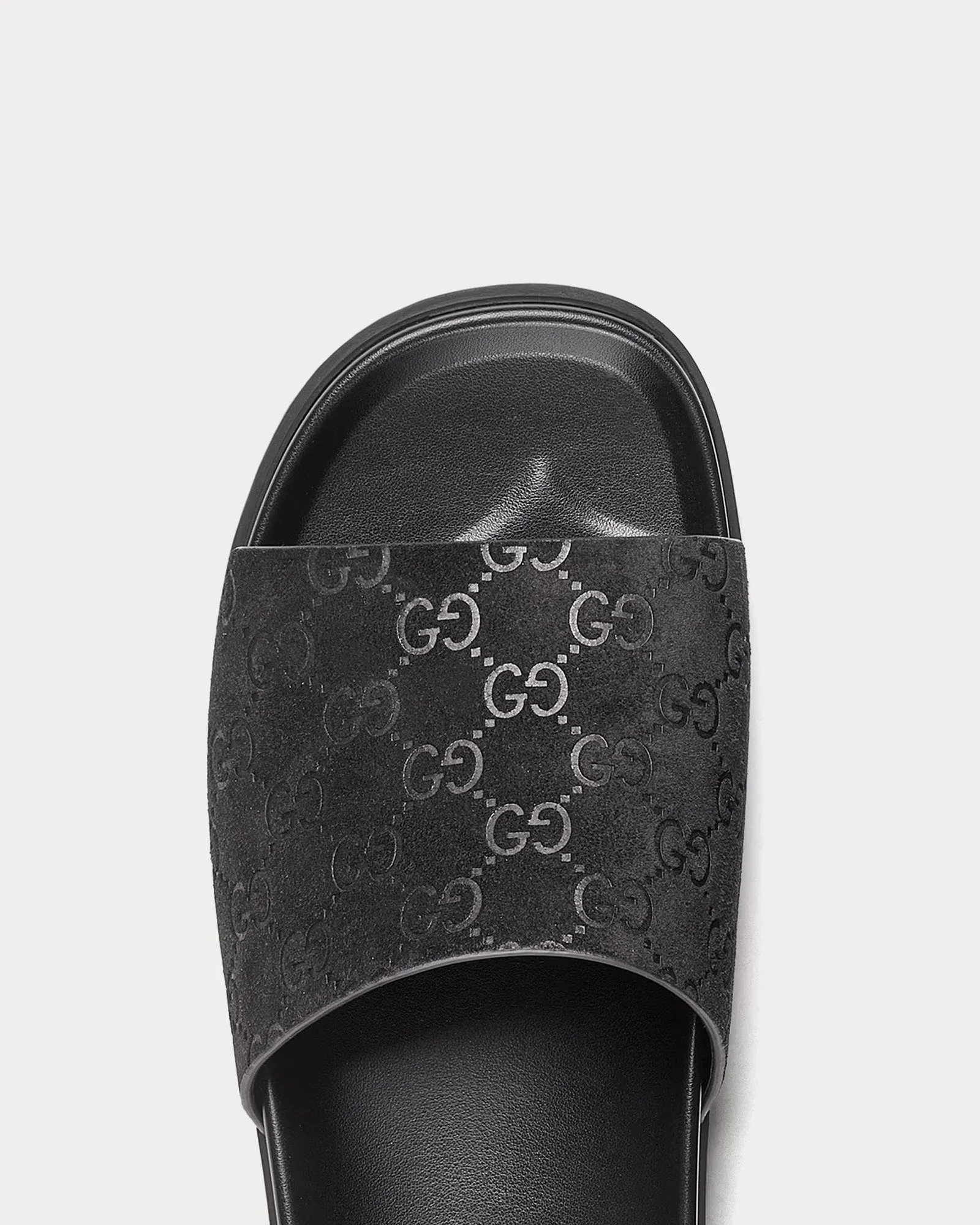 Slide Strap GG Suede Black Sandals