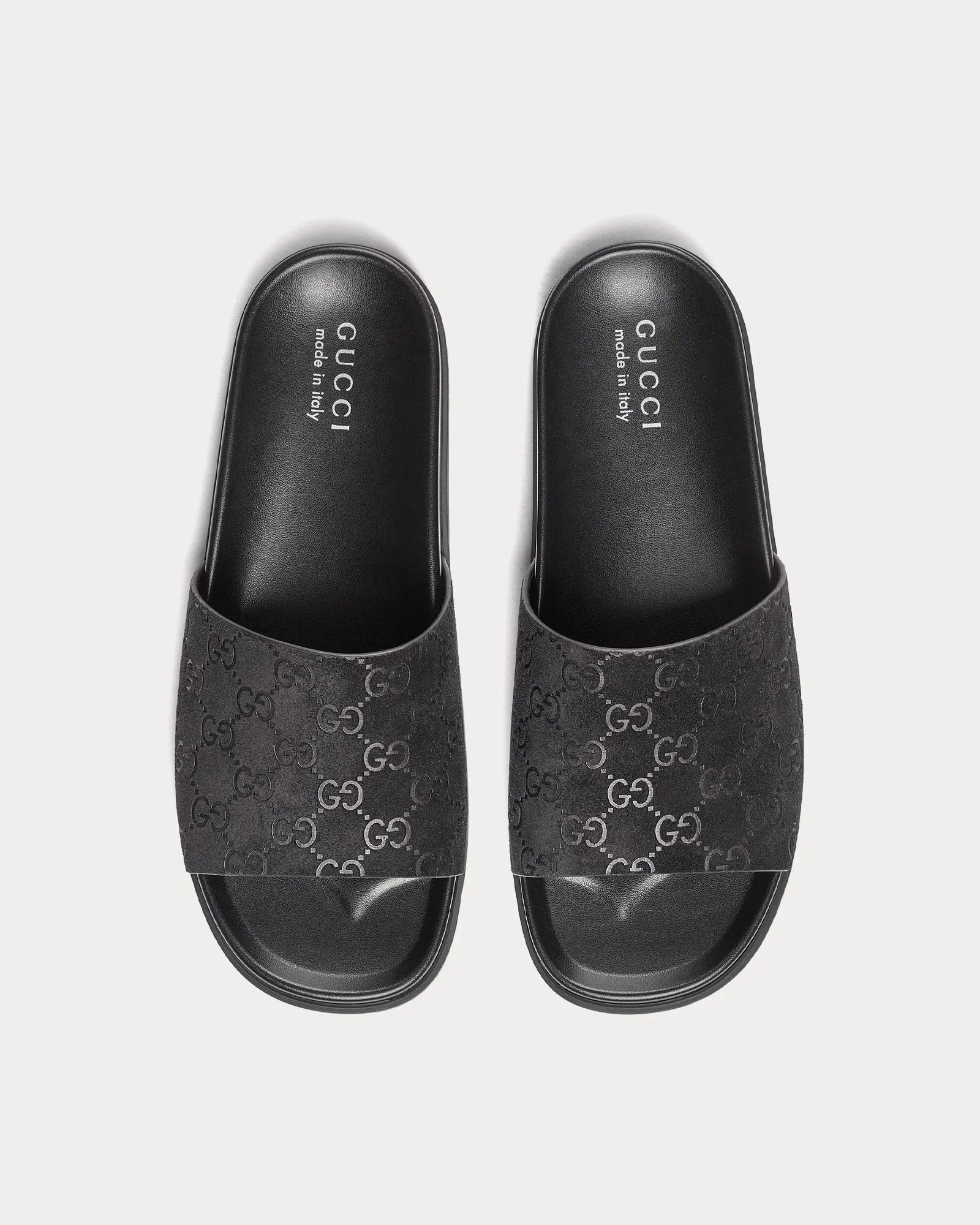 Slide Strap GG Suede Black Sandals