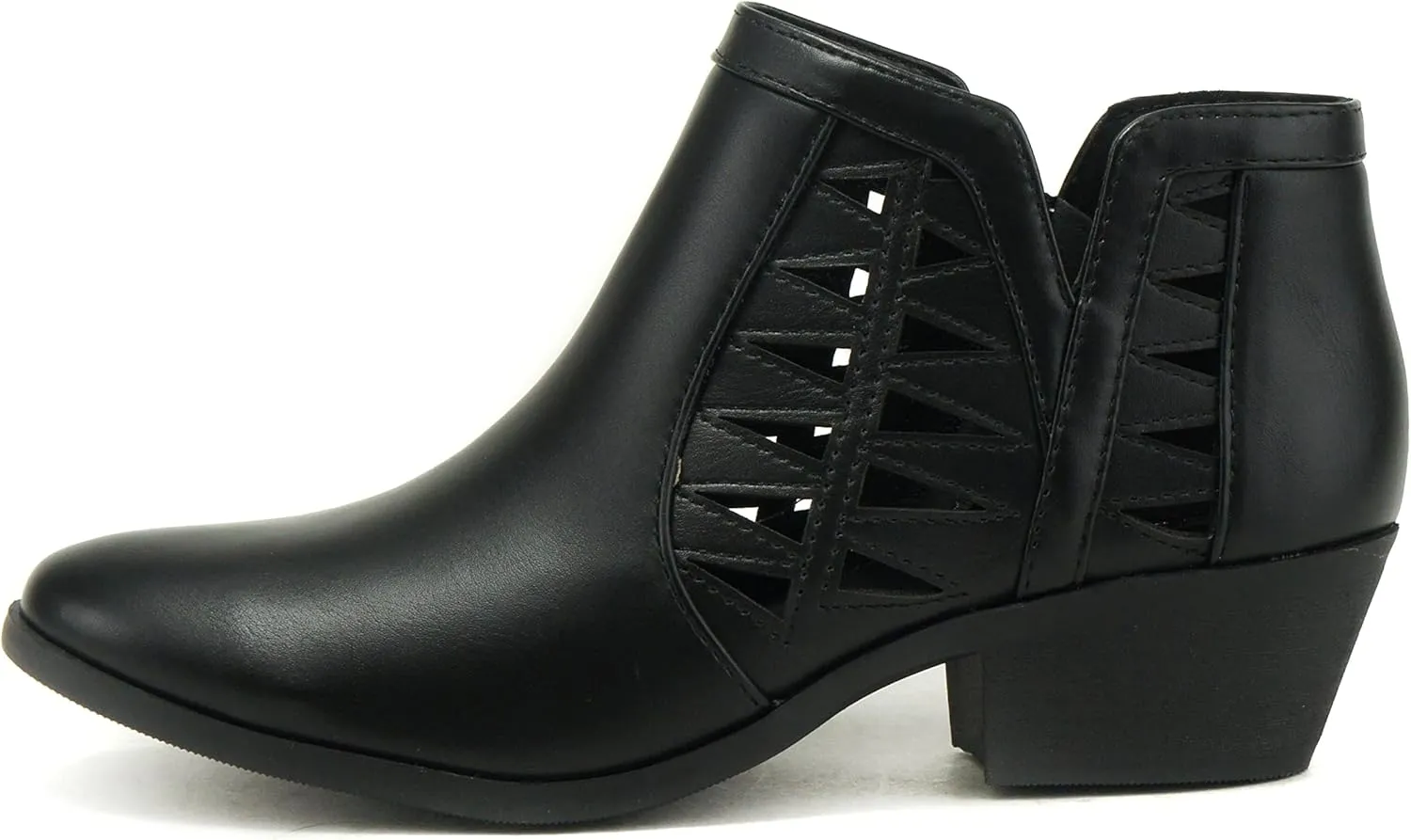 SODA Women's Round Toe Faux Suede Stacked Heel Western Ankle Bootie