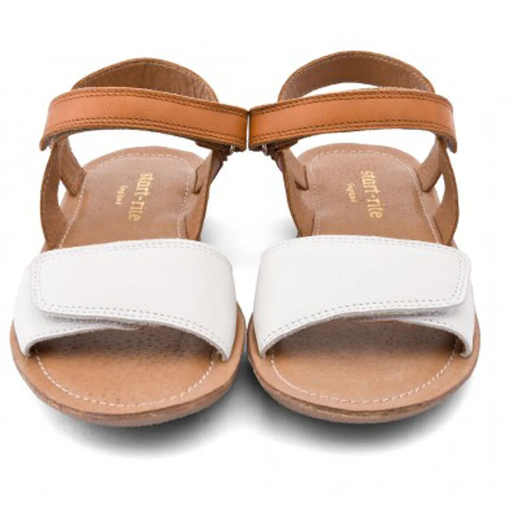 Start-rite Vanda White & Tan Velcro Sandals