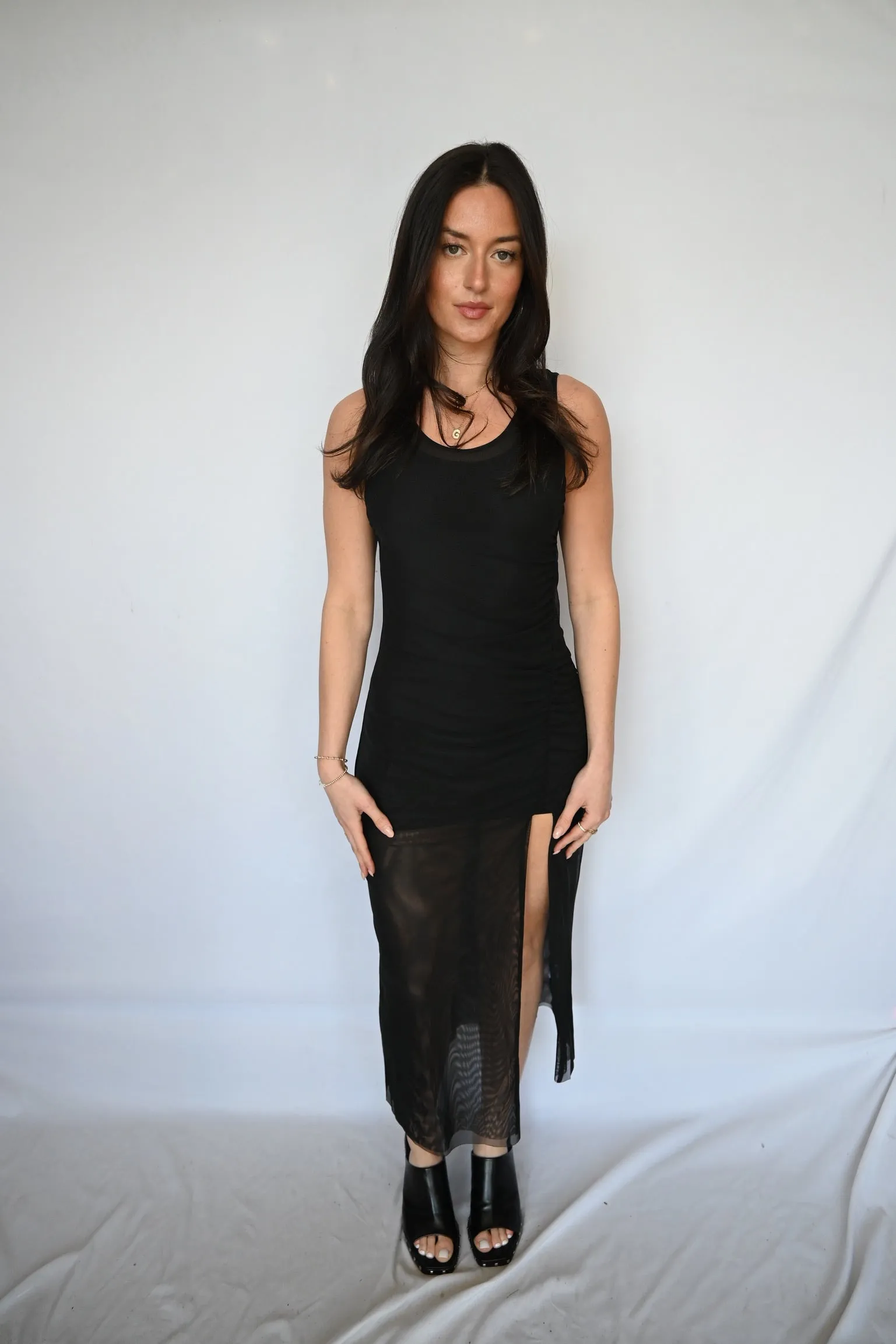Stretch Mesh Maxi Dress