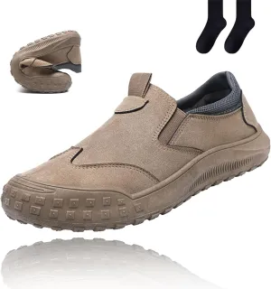 SYNTHESIS Men's Slip on Orthopedic Non Slip Walking Loafers,2024 Comfort Breathable Arch Support Outdoor Hiking Sneakers,Casual Soft Waterproof No Lace Flats Driving Work Shoes