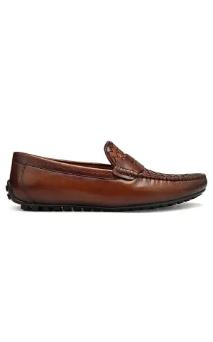 Tan Woven Leather Moccasins