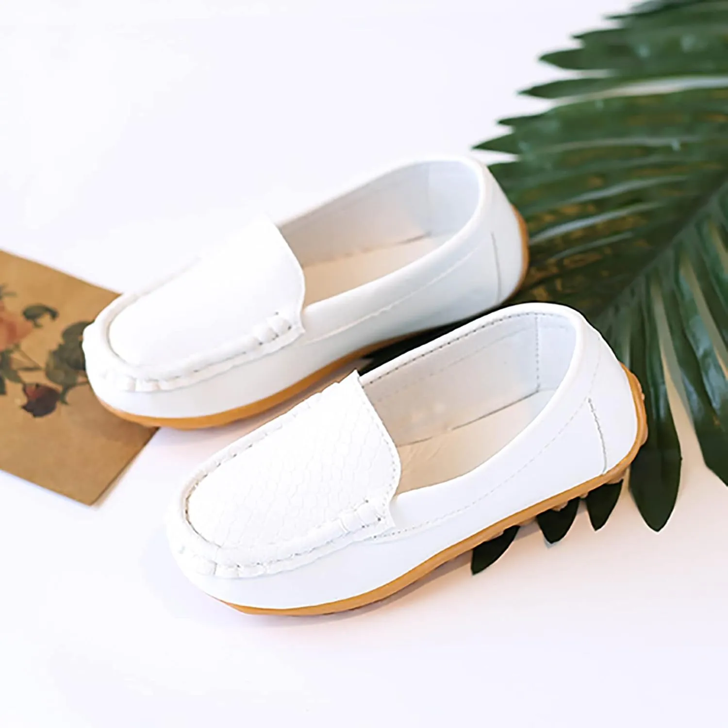 Toddler Boys Girls Loafer Shoes Soft Synthetic Leather Slip On occasin Flat Boat Dress Shoes for Kids