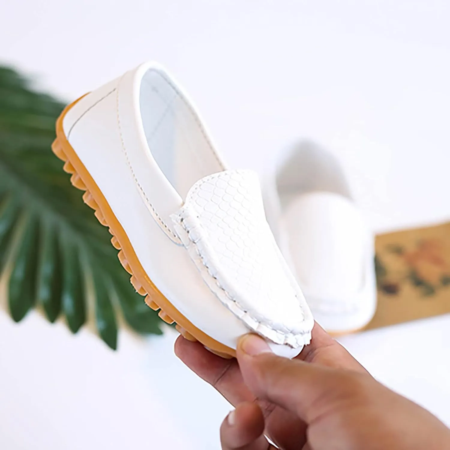 Toddler Boys Girls Loafer Shoes Soft Synthetic Leather Slip On occasin Flat Boat Dress Shoes for Kids
