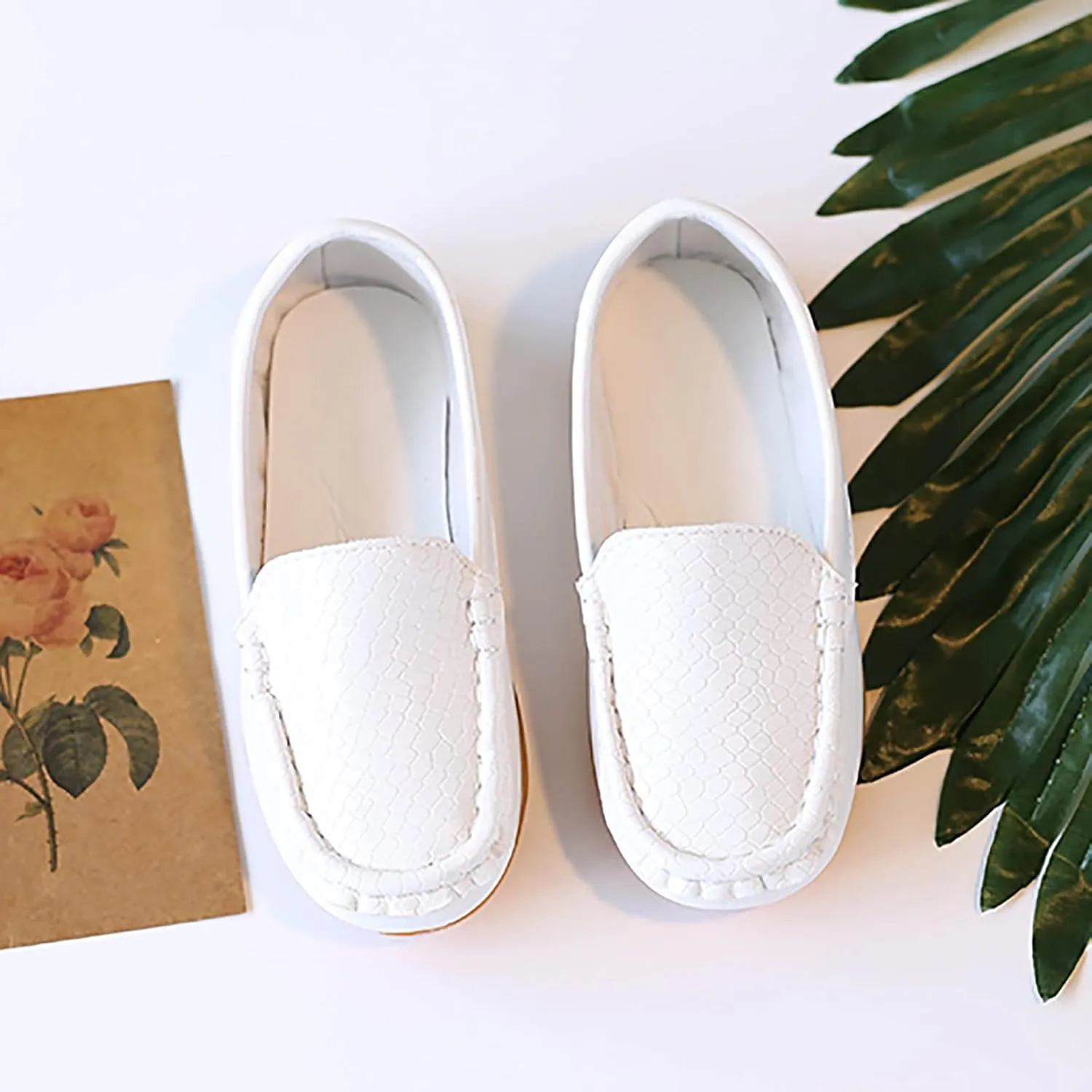 Toddler Boys Girls Loafer Shoes Soft Synthetic Leather Slip On occasin Flat Boat Dress Shoes for Kids