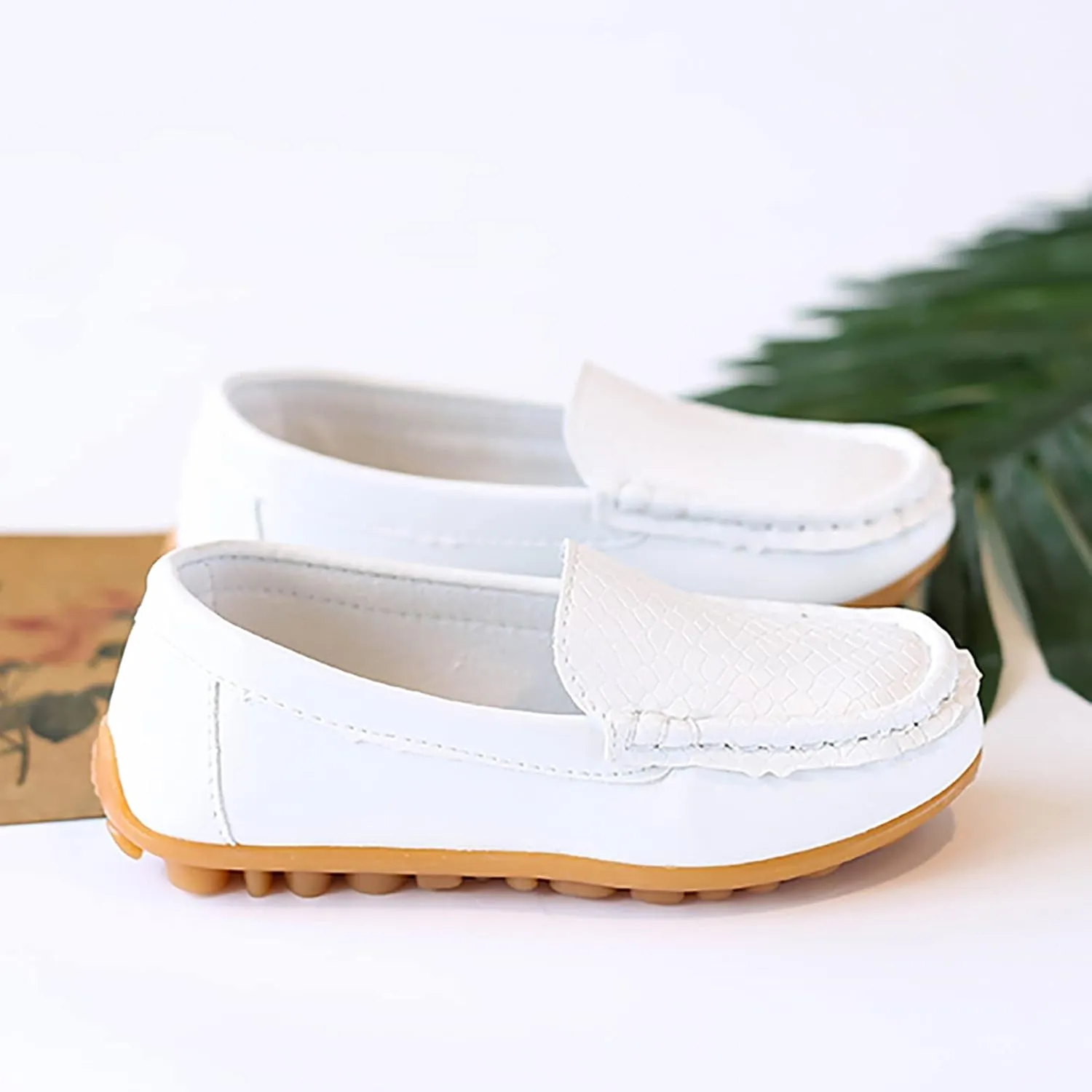 Toddler Boys Girls Loafer Shoes Soft Synthetic Leather Slip On occasin Flat Boat Dress Shoes for Kids