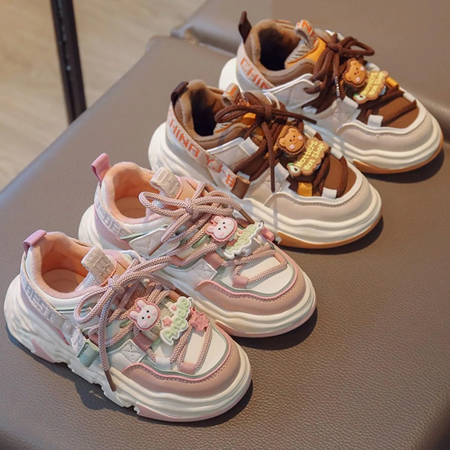 Toddler Casual Shoes Girls and Toddler Chunky Sneakers Vulcanize Fashion Girls Platform Thick Boys Round Toe Shoes