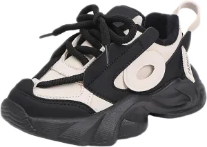 Toddler Lace-Up Sneaker Little Kid Boys Girls Fashion Lightweight Breathable Sport Shoes Comfy Chunky Soft Shoes