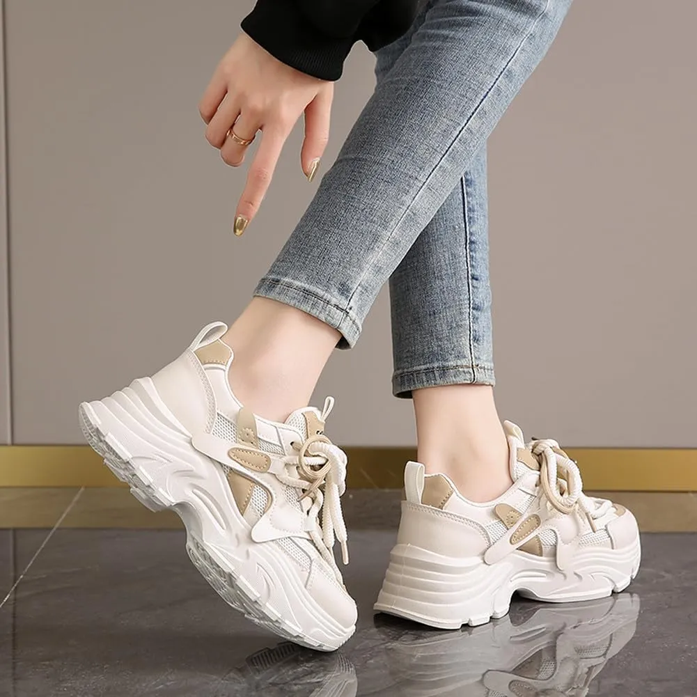 VAXAV Women's Fashion Breathable Mesh Platform Sneakers Casual Jogging Walking Shoes 5.5-8.5