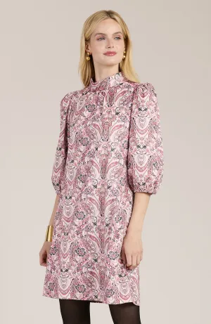 Vicky Faux Suede Pink Paisley Dress - Pink Paisley