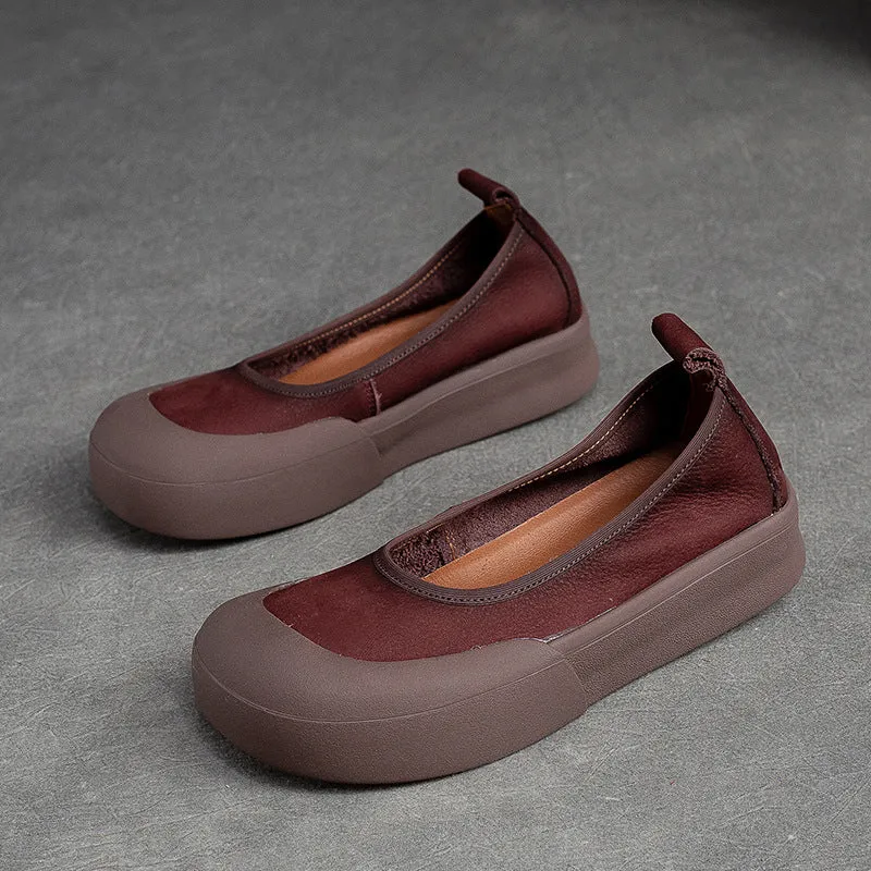 Women Retro Leather Soft Flats Shoes