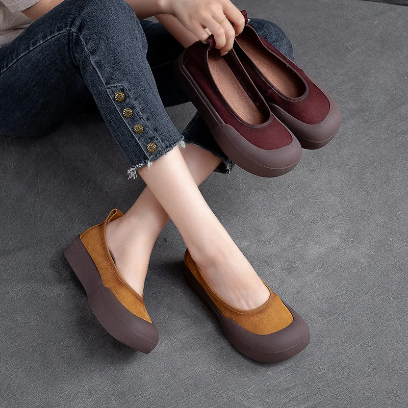Women Retro Leather Soft Flats Shoes