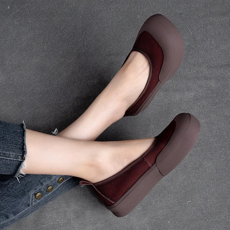 Women Retro Leather Soft Flats Shoes