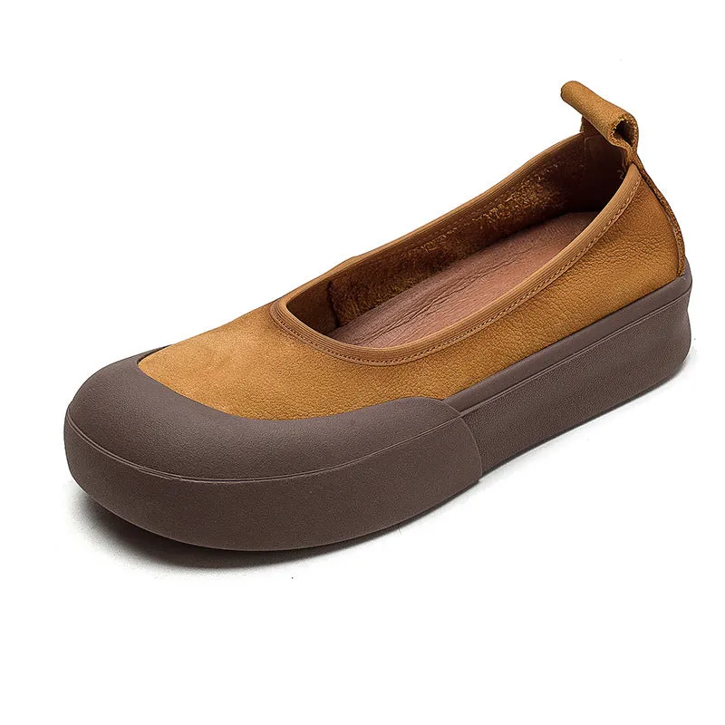Women Retro Leather Soft Flats Shoes