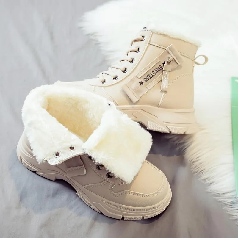 Women Snow Boots Platform Winter Boots Warm Sneaker,Hiking Shoes with Zipper
