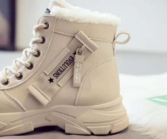 Women Snow Boots Platform Winter Boots Warm Sneaker,Hiking Shoes with Zipper