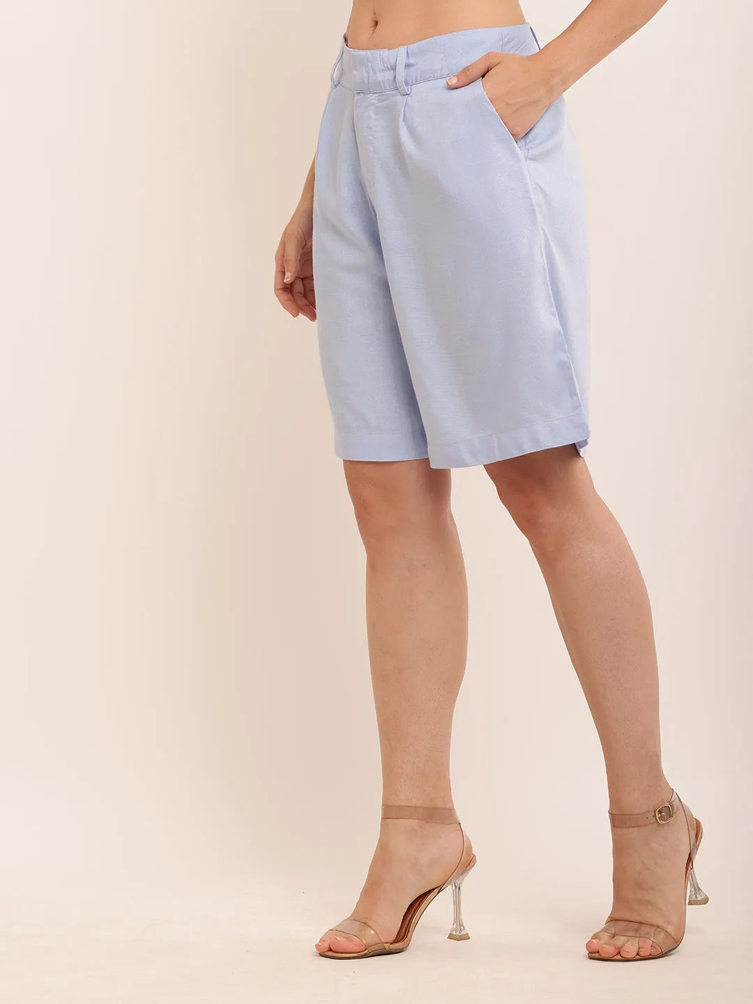 Women Viscose Comfy Blue Shorts