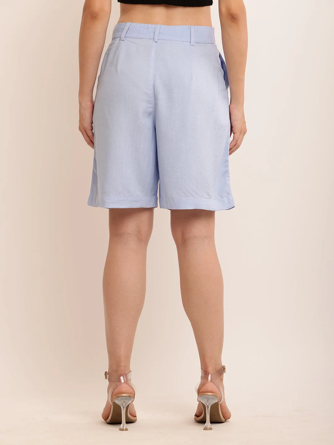 Women Viscose Comfy Blue Shorts
