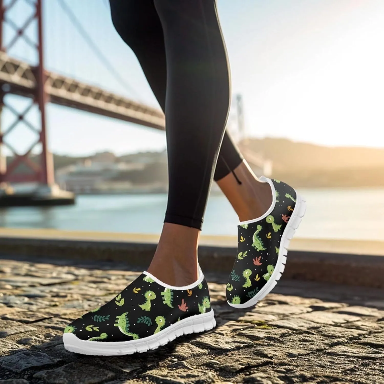 Women Walking Tennis Shoes Lightweight Slip On Sneakers Breathable Non Slip Gym Workout Shoes for Jogging Travel Size 5..5-11.5 White Sole