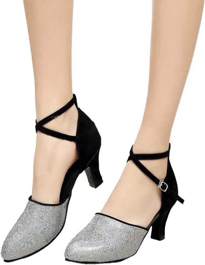 Women's Ballroom Tango Latin Dancing Shoes Sequins Shoes Social Dance Shoe 5 Apparel, 5.5