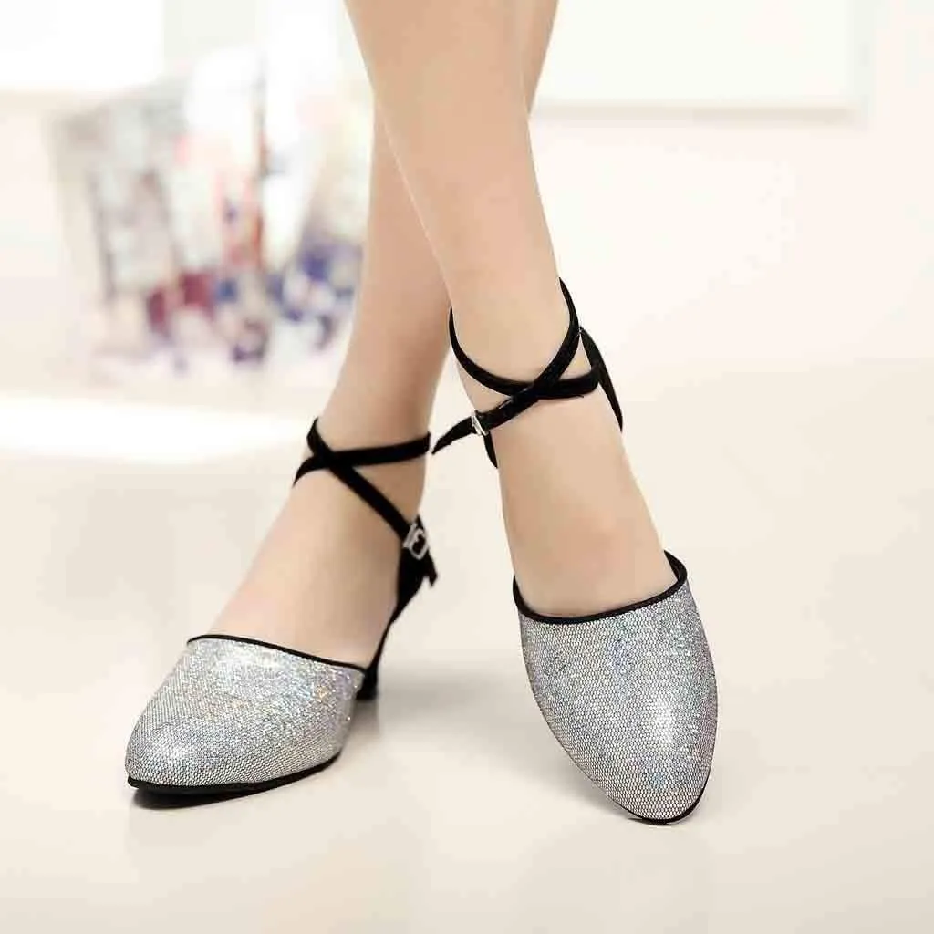 Women's Ballroom Tango Latin Dancing Shoes Sequins Shoes Social Dance Shoe 5 Apparel, 5.5