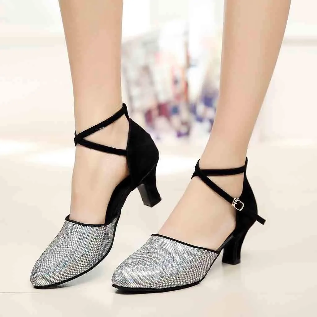 Women's Ballroom Tango Latin Dancing Shoes Sequins Shoes Social Dance Shoe 5 Apparel, 5.5