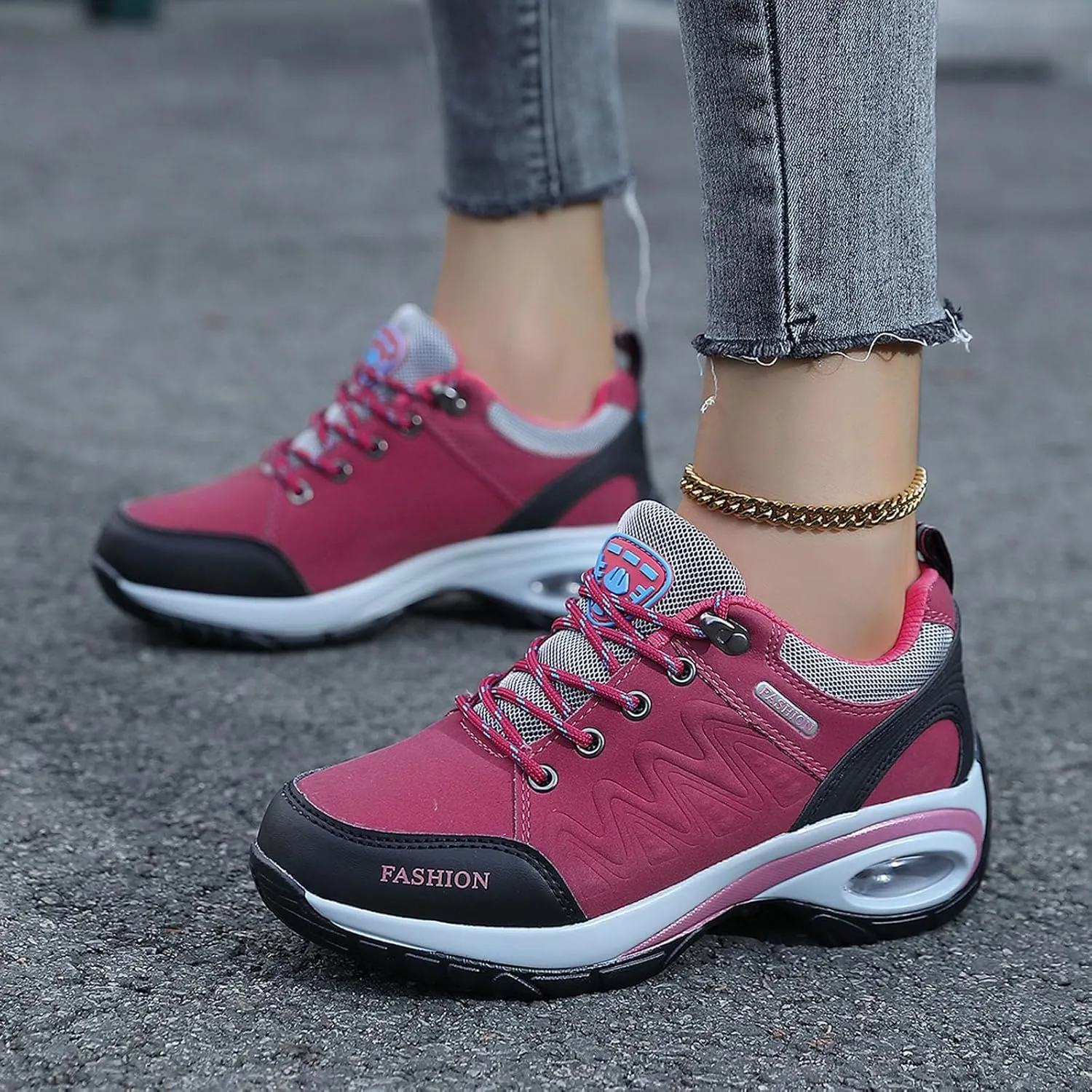 Women's Fashion Sneakers Lace-Up Walking Shoes Comfortable Casual Athletic Non-Slip Running Fashion Sneakers