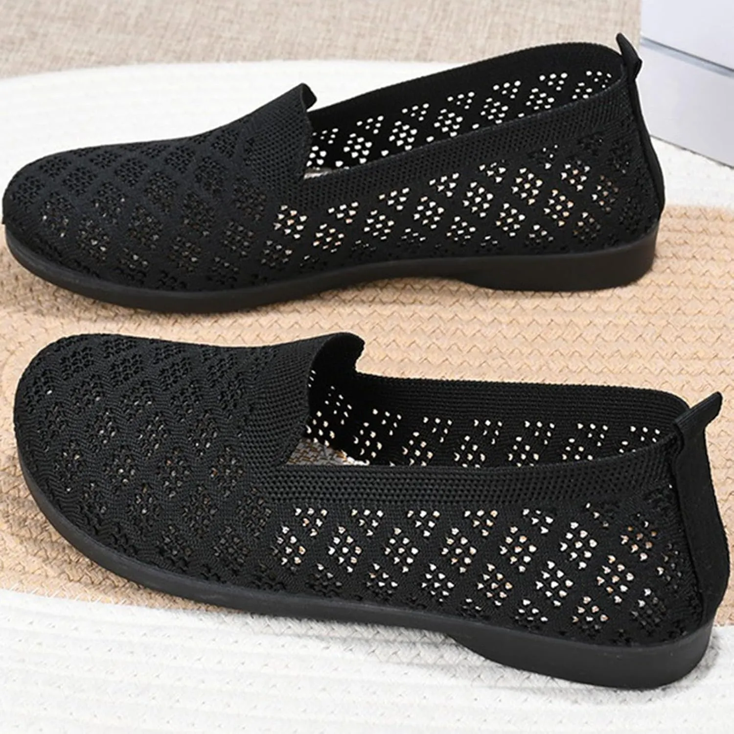 Women's Spring Summer and Autumn Fashion Shallow Mouth Breathable Non Slip Soft Sole Orthopedic Suede Wingtip Shoes