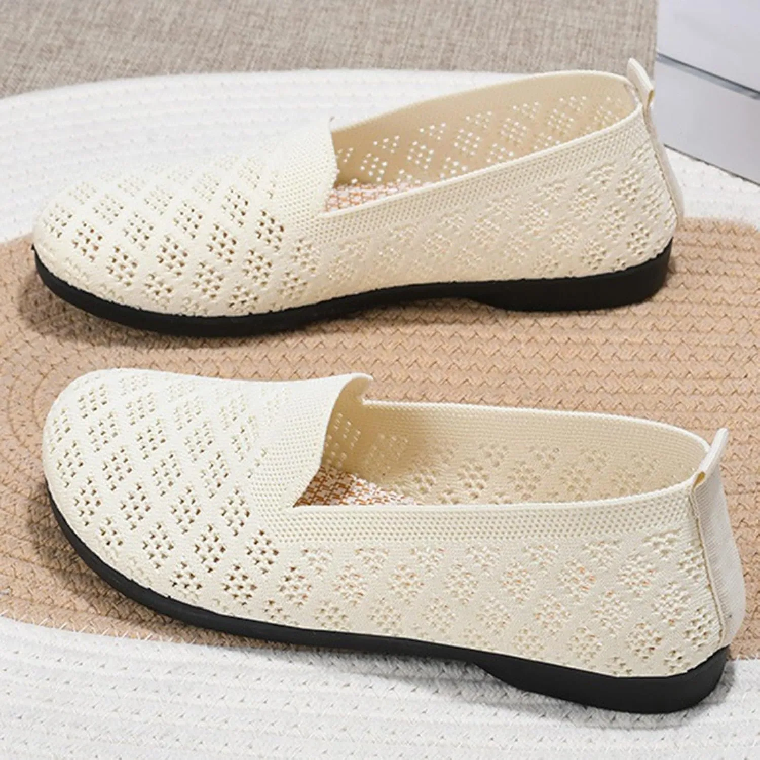 Women's Spring Summer and Autumn Fashion Shallow Mouth Breathable Non Slip Soft Sole Orthopedic Suede Wingtip Shoes
