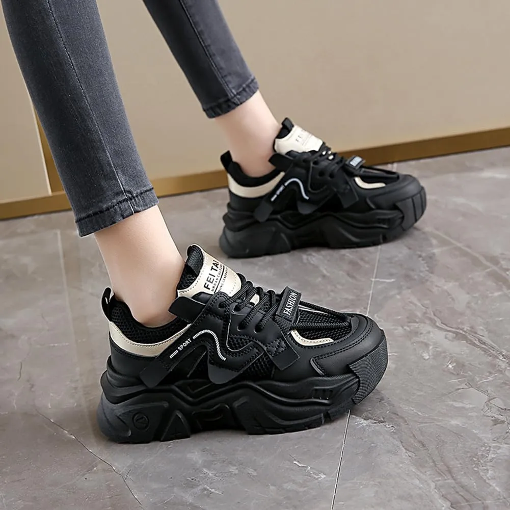 YAXE Womens Platform Low-top Chunky Sneakers Dad Shoes