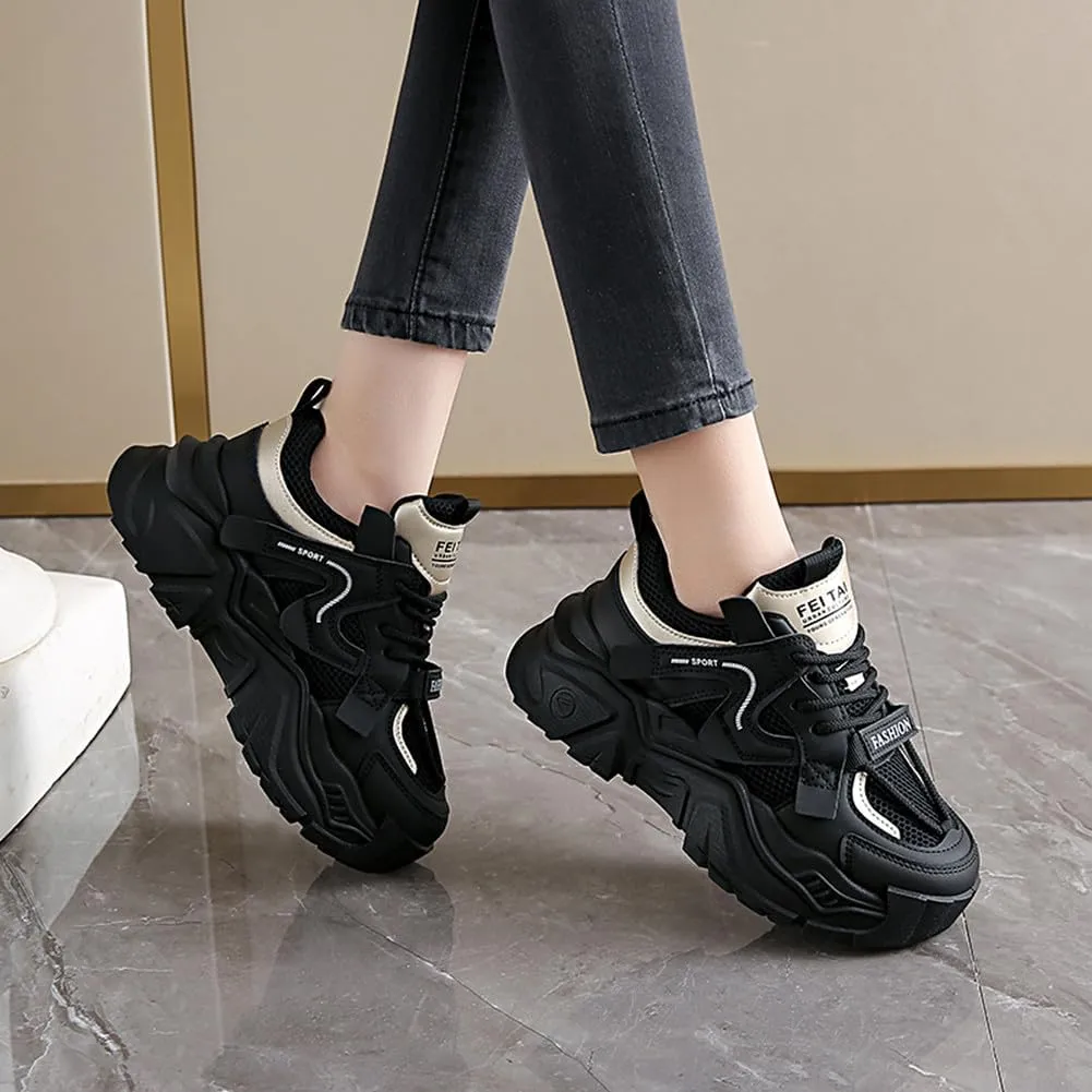 YAXE Womens Platform Low-top Chunky Sneakers Dad Shoes