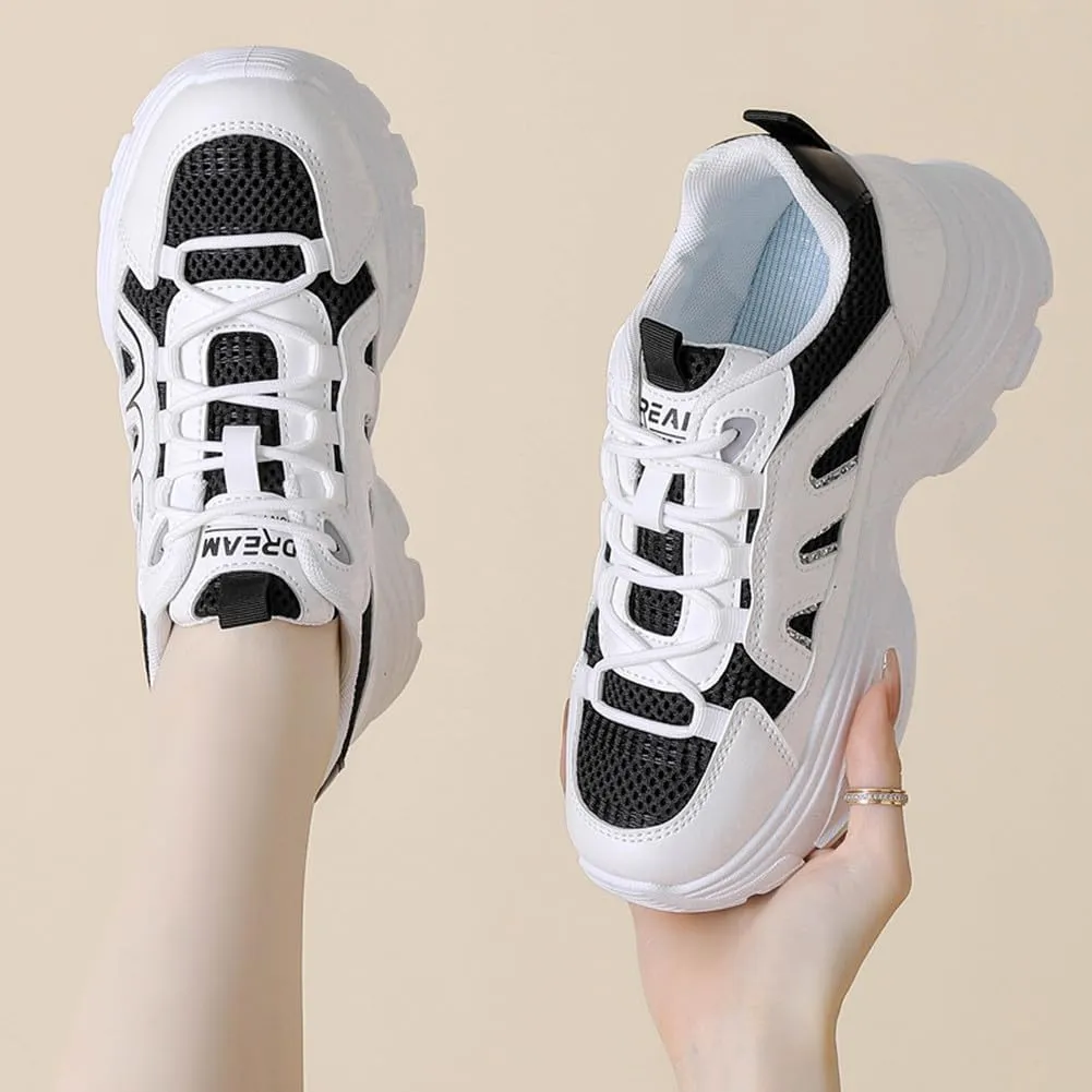 YAXE Womens Platform Low-top Chunky Sneakers Dad Shoes