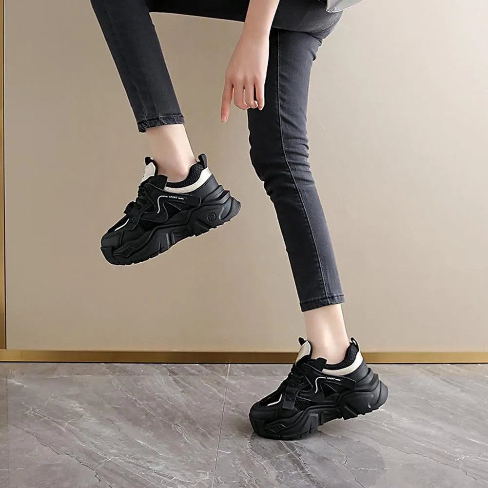 YAXE Womens Platform Low-top Chunky Sneakers Dad Shoes