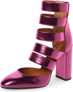 YDN Women Gladiator Strappy Sandals Block High Heel Round Toe Hollow Out Pumps Size 4-15 US