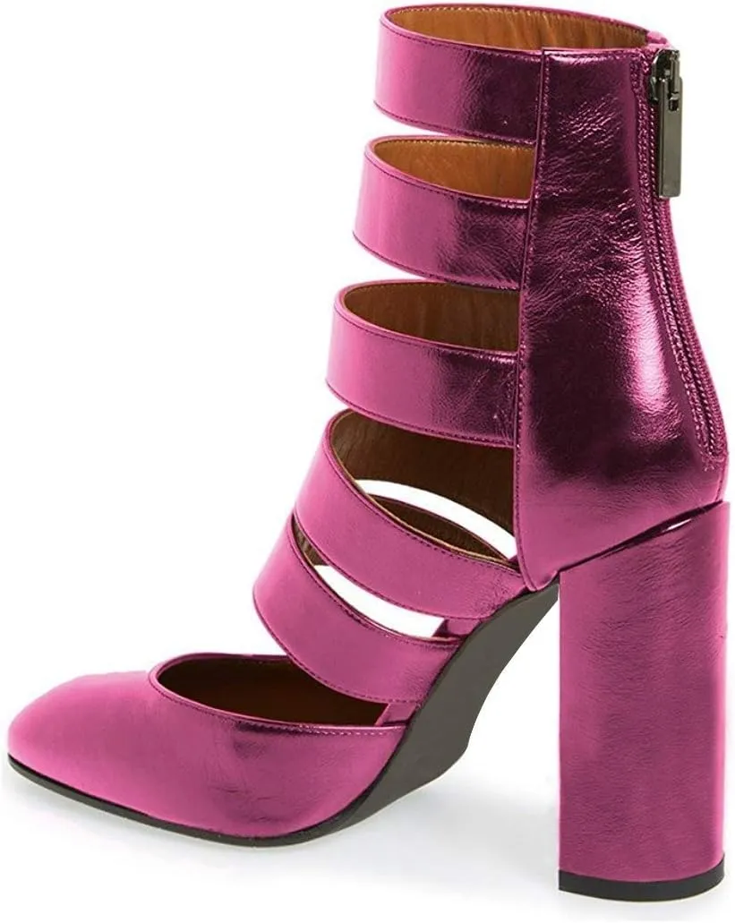 YDN Women Gladiator Strappy Sandals Block High Heel Round Toe Hollow Out Pumps Size 4-15 US