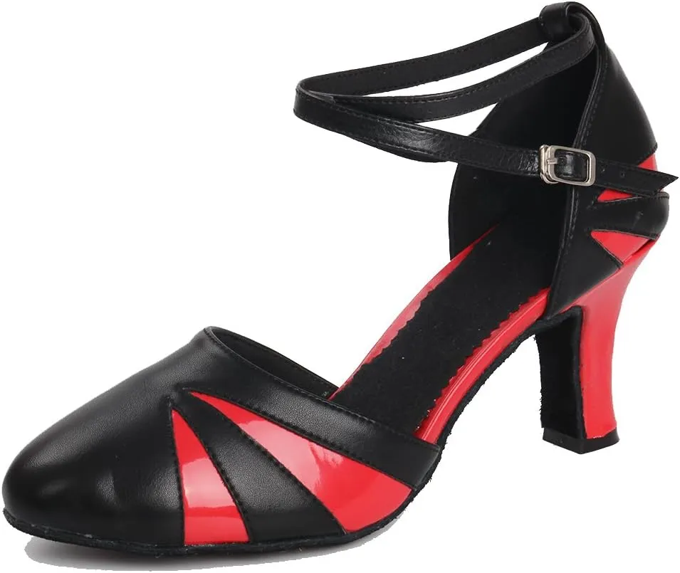 YKXLM Closed Toe Dance Shoes for Women Latin Salsa Performance Professional Ballroom Dance Shoes,Model L474