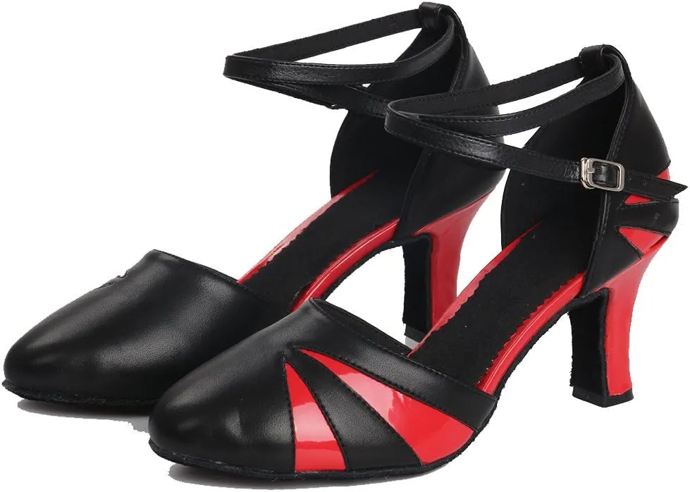 YKXLM Closed Toe Dance Shoes for Women Latin Salsa Performance Professional Ballroom Dance Shoes,Model L474
