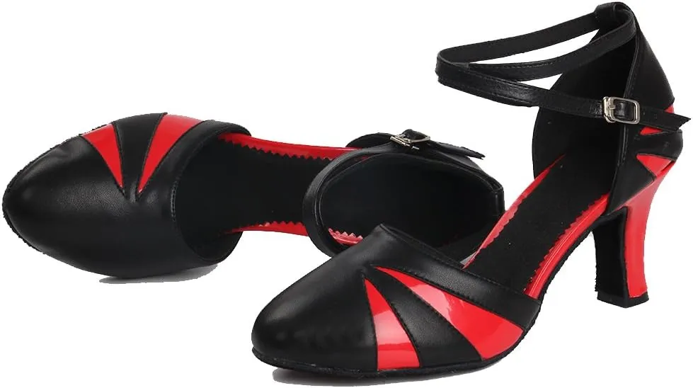 YKXLM Closed Toe Dance Shoes for Women Latin Salsa Performance Professional Ballroom Dance Shoes,Model L474