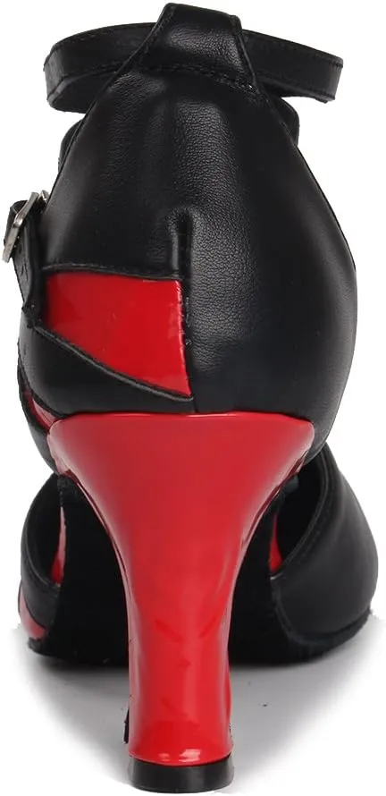 YKXLM Closed Toe Dance Shoes for Women Latin Salsa Performance Professional Ballroom Dance Shoes,Model L474